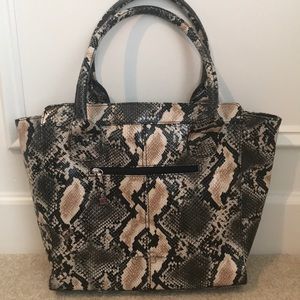 JESSICA SIMPSON REPTILE PRINT HANDBAG BLACK TAN